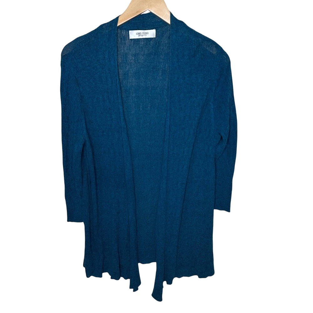 Jones Studio Open Front Draped Knit Cardigan size Medium Teal